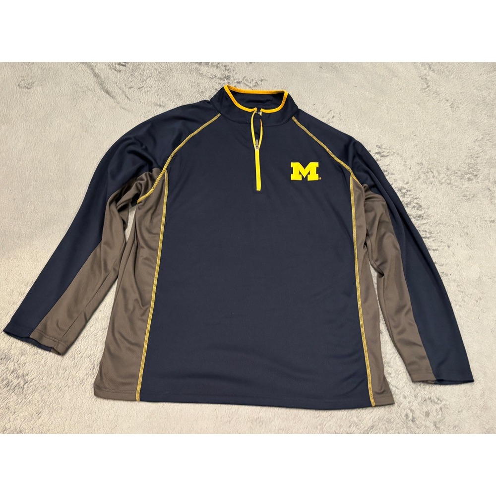 Profile Michigan Wolverines 1/4 Zip Pullover Mens 2XLT Navy Blue Big & Tall NCAA